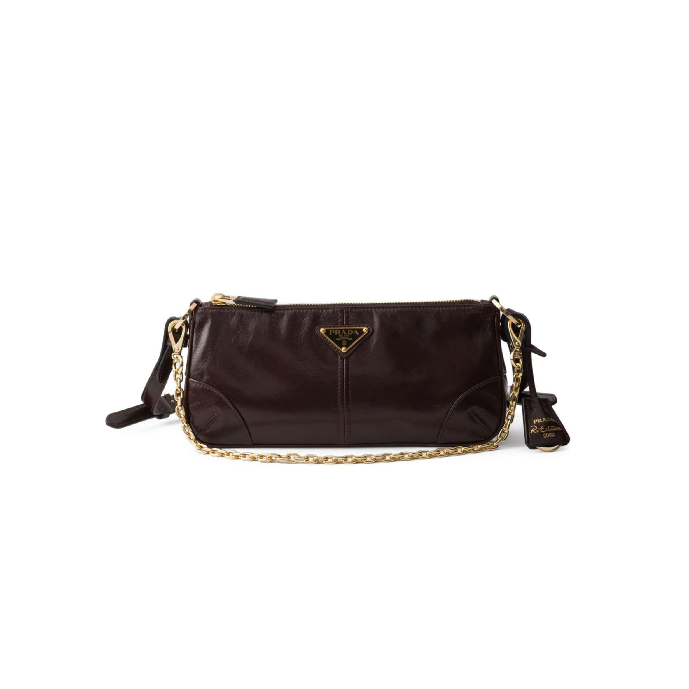 PRADA RE-EDITION 2002 MEDIUM LEATHER SHOULDER BAG 1BC221 (26*11.5*6cm)